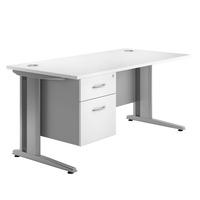 Eco Cantilever Rectangular Desk and Single Pedestal 1600 White