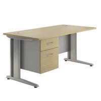 eco cantilever rectangular desk and single pedestal 1600 oak