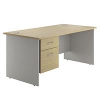 eco panel end rectangular desk and single pedestal 1200 oak