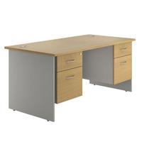 eco panel end rectangular desk and twin pedestals