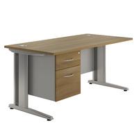 Eco Cantilever Rectangular Desk and Single Pedestal 1600 Walnut