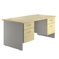 eco panel end rectangular desk and twin pedestals maple