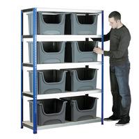 Eco-Rax Space Bin Container Kit Shelving Bay 1800 x 1200 x 450mm +...
