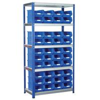 Eco-Rax TC Bin Kit Shelving Bay 1800 x 900 x 450mm + 40 x TC4 Blue