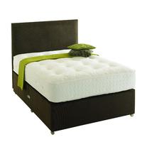 EcoSound Platform Top Chenille Divan Set Small Double Charcoal No Drawers With Headboard