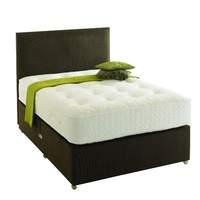 EcoSound Platform Top Chenille Divan Set Single Beige 2 Drawers With Headboard
