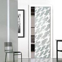 Eclisse 10mm Games Sandblasted Design on Clear or Satin Glass Pocket Door