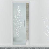 Eclisse 10mm Tattoo Sandblasted Design on Clear or Satin Glass Pocket Door
