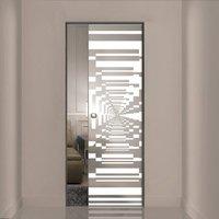 Eclisse 10mm Ate Sandblasted Design on Clear or Satin Glass Syntesis Pocket Door