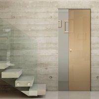 Eclisse 10mm Satin Amber Colour Glass Syntesis Pocket Door - 8109