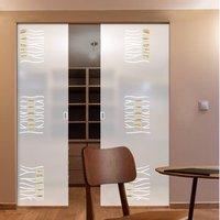 Eclisse 10mm Hydra Murano Design on Clear or Satin Glass Syntesis Double Pocket Door