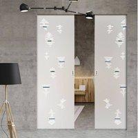 Eclisse 10mm Ricami Murano Design on Clear or Satin Glass Syntesis Double Pocket Door