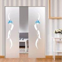 Eclisse 10mm Alba Murano Design on Clear or Satin Glass Syntesis Double Pocket Door