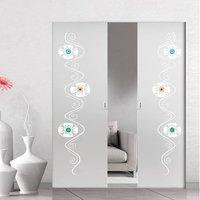 Eclisse 10mm Flou Murano Design on Clear or Satin Glass Syntesis Double Pocket Door