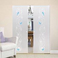 Eclisse 10mm Istamul Murano Design on Clear or Satin Glass Syntesis Double Pocket Door