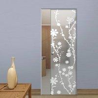 Eclisse 10mm Bluma Sandblasted Design on Clear or Satin Glass Syntesis Pocket Door