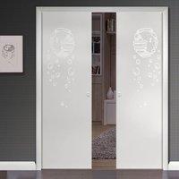 eclisse 10mm bolle sandblasted design on clear or satin glass double p ...