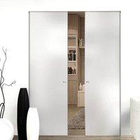 Eclisse 10mm Plain Satin Glass Syntesis Double Pocket Door - No Design