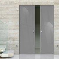 eclisse 10mm gloss grey colour glass syntesis double pocket door 7024