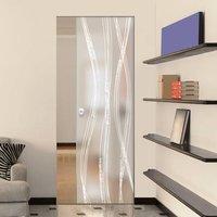 Eclisse 10mm Alghe Sandblasted Design on Clear or Satin Glass Syntesis Pocket Door