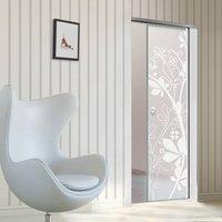 Eclisse 10mm Jungle Sandblasted Design on Clear or Satin Glass Syntesis Pocket Door