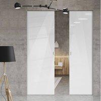 Eclisse 10mm Gloss White Colour Glass Syntesis Double Pocket Door - 9010