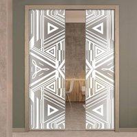 Eclisse 10mm Piramide Sandblasted Design on Clear or Satin Glass Double Pocket Door