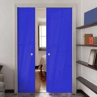 eclisse 10mm gloss blue solid colour glass double pocket door 5002