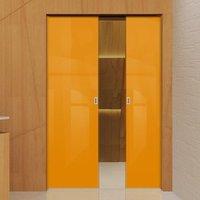 Eclisse 10mm Gloss Orange Solid Colour Glass Double Pocket Door - 2001