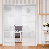 Eclisse 10mm Satin White Tinted Glass Double Pocket Door - 8105