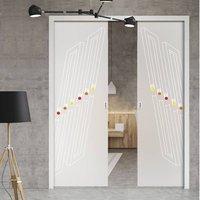 Eclisse 10mm Sorad Murano Design on Clear or Satin Glass Double Pocket Door