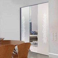 Eclisse 10mm Anagramma Sandblasted Design on Clear or Satin Glass Syntesis Double Pocket Door