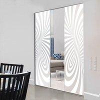 Eclisse 10mm Nemesi Sandblasted Design on Clear or Satin Glass Syntesis Double Pocket Door