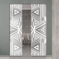 Eclisse 10mm Piramide Sandblasted Design on Clear or Satin Glass Syntesis Double Pocket Door