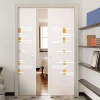 Eclisse 10mm Tramonto Murano Design on Clear or Satin Glass Double Pocket Door