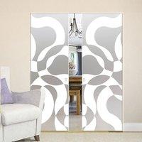 Eclisse 10mm Illusione Sandblasted Design on Clear or Satin Glass Syntesis Double Pocket Door