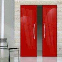 Eclisse 10mm Gloss Red Colour Glass Syntesis Double Pocket Door - 3003