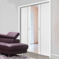 Eco Parelo Satin White Double Pocket Doors - Prefinished