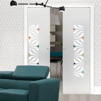 Eclisse 10mm Ala Murano Design on Clear or Satin Glass Double Pocket Door