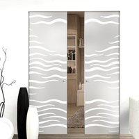 Eclisse 10mm Alga Sandblasted Design on Clear or Satin Glass Syntesis Double Pocket Door