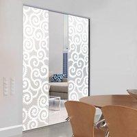 Eclisse 10mm Meccano Sandblasted Design on Clear or Satin Glass Syntesis Double Pocket Door
