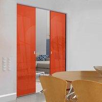 Eclisse 10mm Satin Red - Orange Tint Colour Glass Syntesis Double Pocket Door - 8136