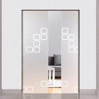 Eclisse 10mm Space Age 2 Sandblasted Design on Clear or Satin Glass Syntesis Double Pocket Door