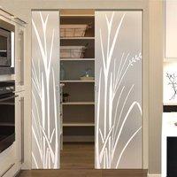 Eclisse 10mm Canne Al Vento Sandblasted Design on Clear or Satin Glass Syntesis Double Pocket Door