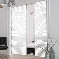 Eclisse 10mm Enkl Sandblasted Design on Clear or Satin Glass Double Pocket Door