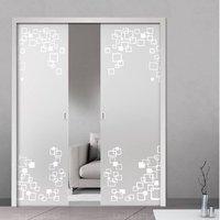 Eclisse 10mm Riflessi Sandblasted Design on Clear or Satin Glass Double Pocket Door