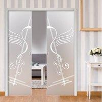 eclisse 10mm viola sandblasted design on clear or satin glass double p ...