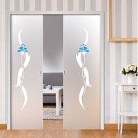 Eclisse 10mm Alba Murano Design on Clear or Satin Glass Double Pocket Door