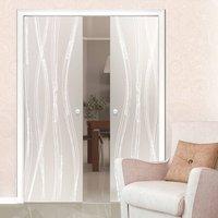 eclisse 10mm alghe sandblasted design on clear or satin glass double p ...