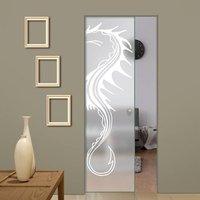 Eclisse 10mm Dragon Sandblasted Design on Clear or Satin Glass Syntesis Pocket Door